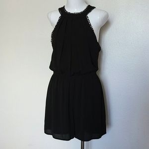 Pleated halter top romper short